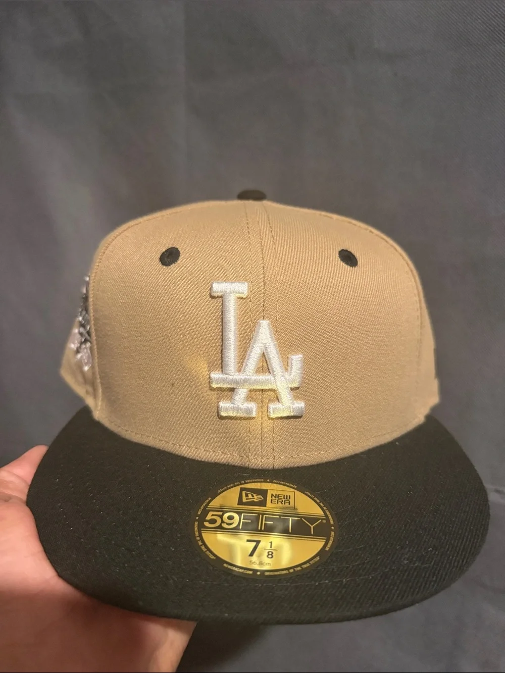 New Era Two-Tone LA 59FIFTY Fitted Cap in Khaki and Black